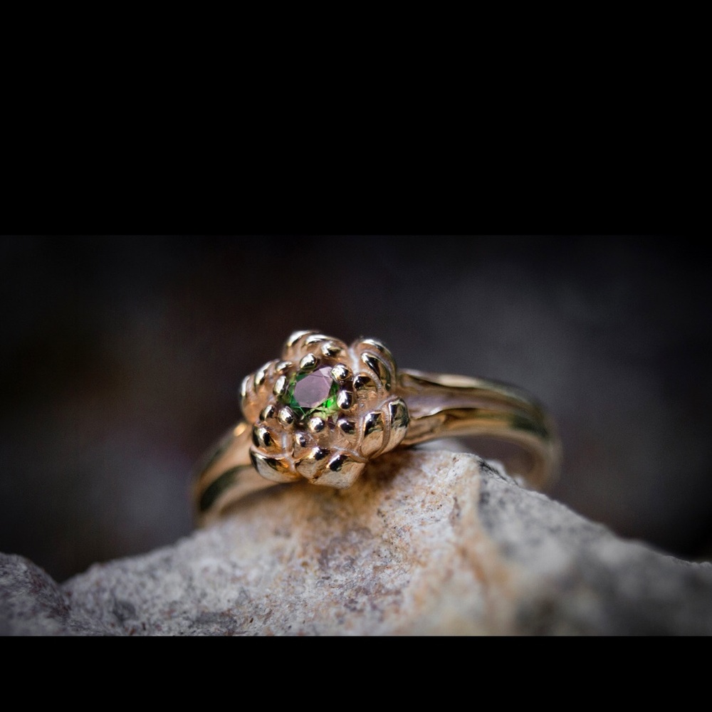 Blooming Flower Emerald and 14k Rose Gold Ring